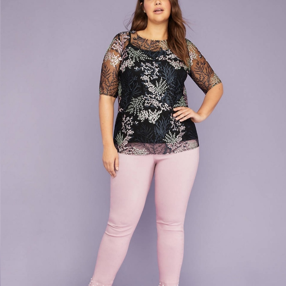 NWT Lane Bryant Aliie Stretch Ankle Pant Pearl Hem - Picture 2 of 4